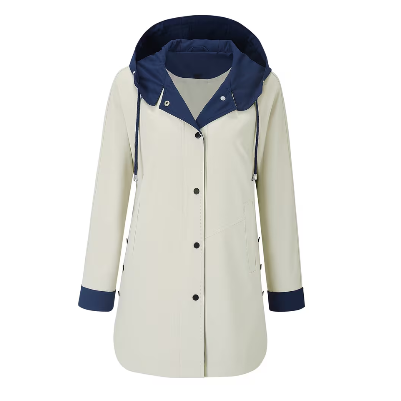 Color-Block Hooded Long Coat-Fowsa