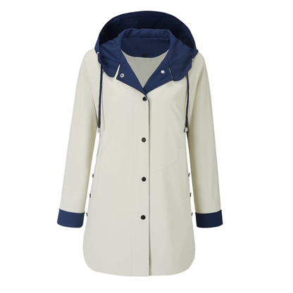 Color-Block Hooded Long Coat-Fowsa