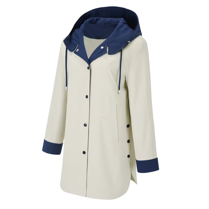 Color-Block Hooded Long Coat-Fowsa