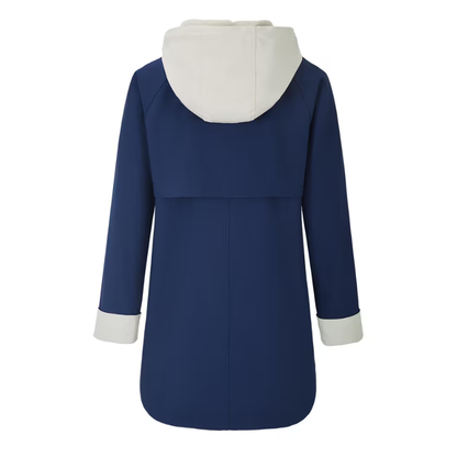 Color-Block Hooded Long Coat-Fowsa
