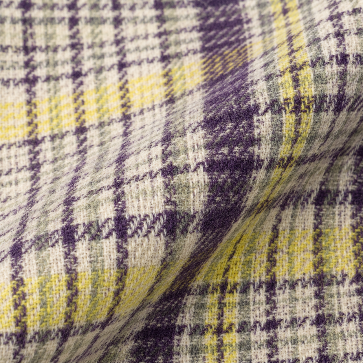 Contrast-Trim Plaid Blazer in Yellow and Purple