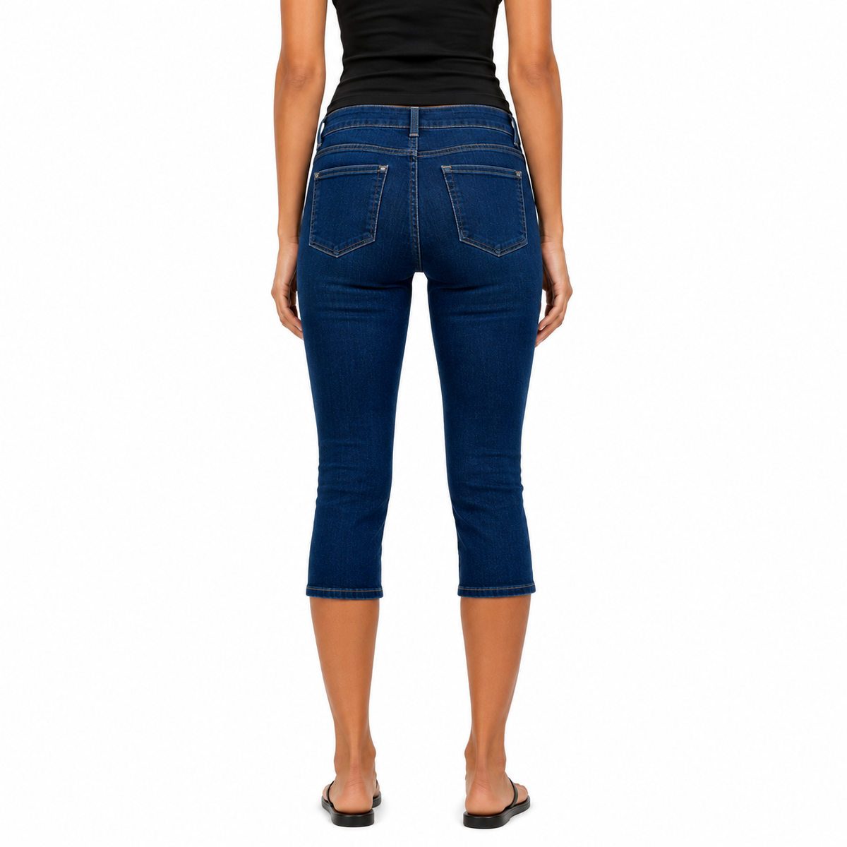 Cropped Skinny Jeans in Dark Blue Wash