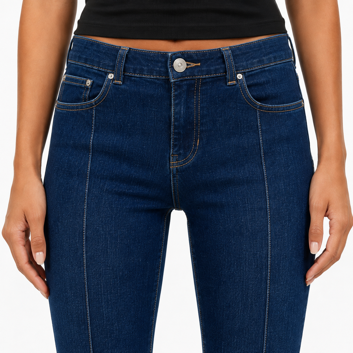 Cropped Skinny Jeans in Dark Blue Wash
