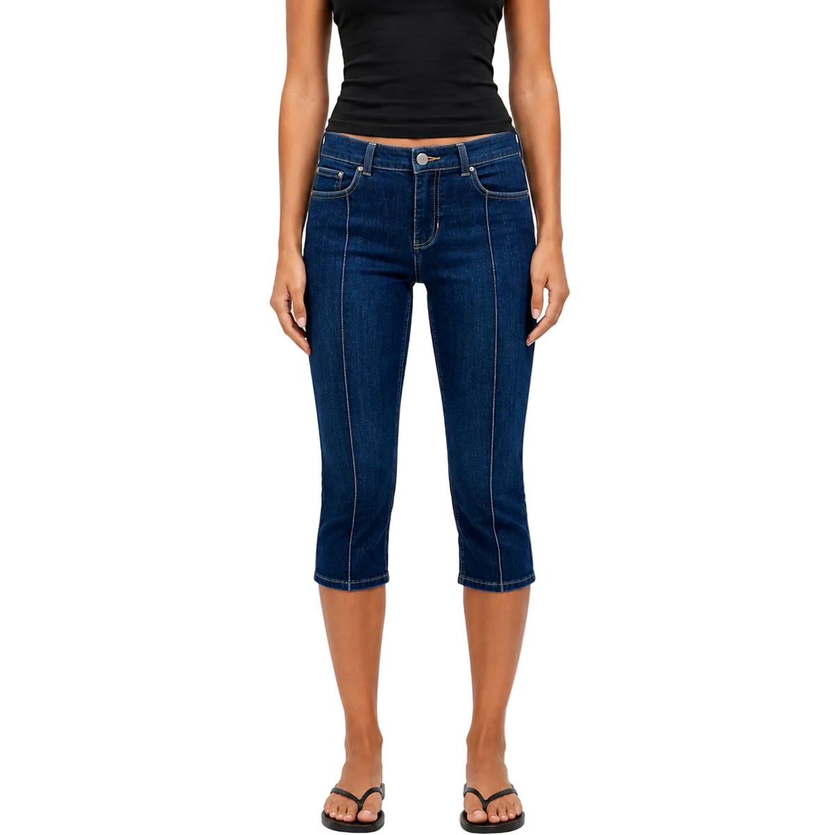 Cropped Skinny Jeans in Dark Blue Wash