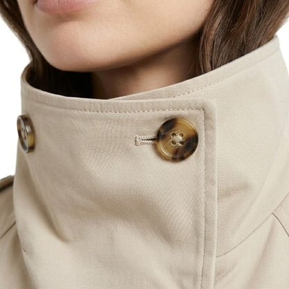 Cropped High-Collar Trench Coat-Fowsa