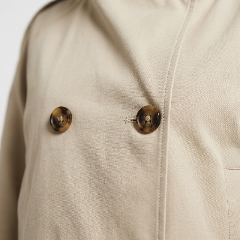 Cropped High-Collar Trench Coat-Fowsa