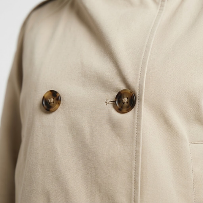 Cropped High-Collar Trench Coat-Fowsa