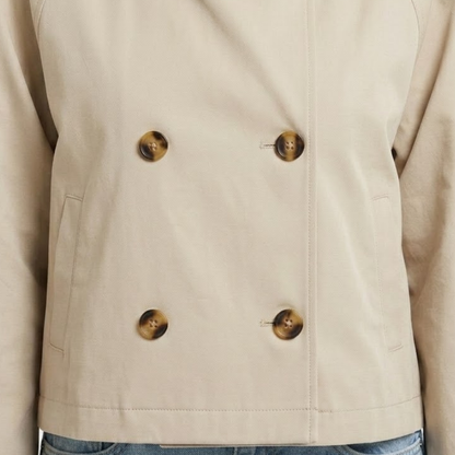 Cropped High-Collar Trench Coat-Fowsa