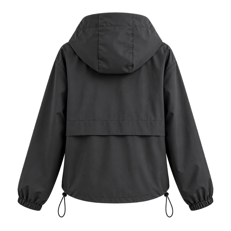 Hooded Zip Front Windbreaker Jacket-Fowsa