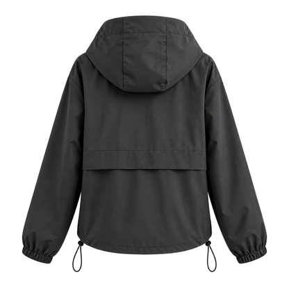 Hooded Zip Front Windbreaker Jacket-Fowsa