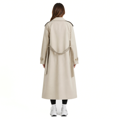 Long Double-Breasted Trench Coat-Fowsa