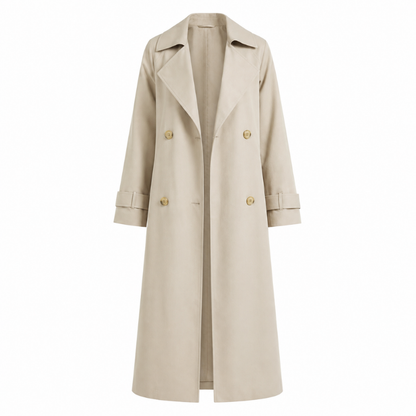 Long Double-Breasted Trench Coat-Fowsa