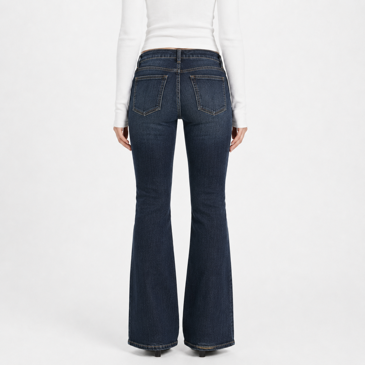 Low-Rise Bootcut Jeans in Dark Blue Wash