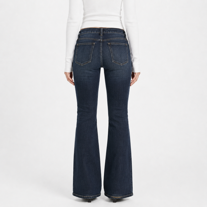 Low-Rise Bootcut Jeans in Dark Blue Wash