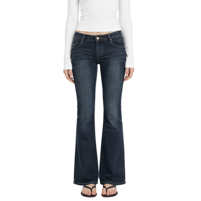 Low-Rise Bootcut Jeans in Dark Blue Wash