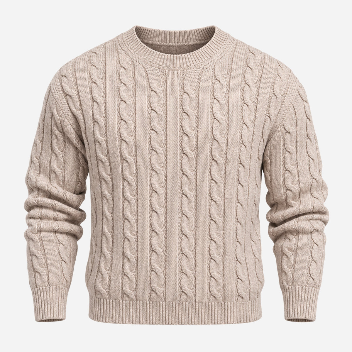 Men's Cable-Knit Crew-Neck Jumper-Fowsa