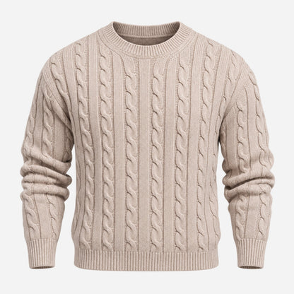 Men's Cable-Knit Crew-Neck Jumper-Fowsa