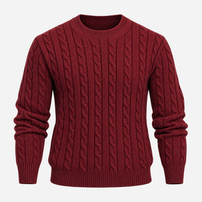 Men's Cable-Knit Crew-Neck Jumper-Fowsa