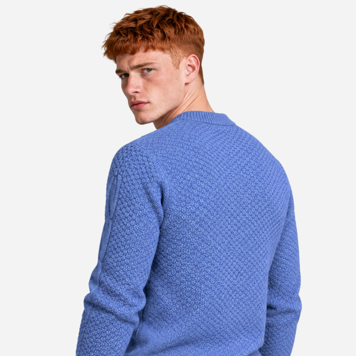 Men’s Cable Knit Mock Neck Jumper-Fowsa