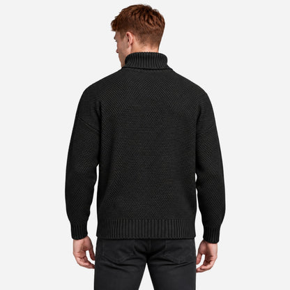 Men's Cable-Knit Turtleneck Jumper-Fowsa