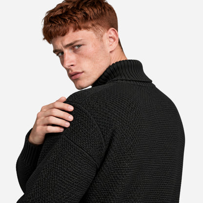 Men's Cable-Knit Turtleneck Jumper-Fowsa