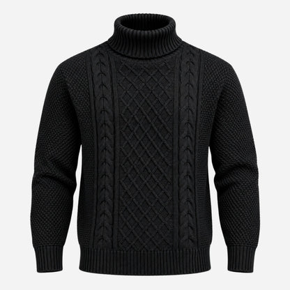 Men's Cable-Knit Turtleneck Jumper-Fowsa