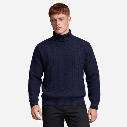 Men's Cable-Knit Turtleneck Jumper-Fowsa