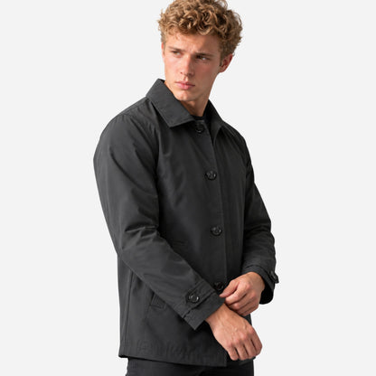 Men's Classic Collared Button-Front Casual Coat-Fowsa