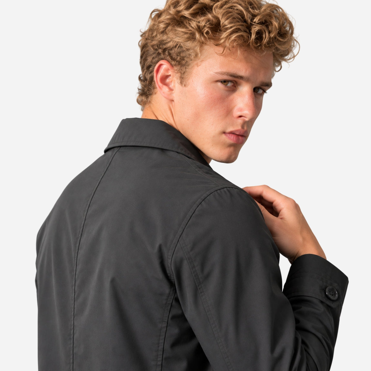 Men's Classic Collared Button-Front Casual Coat-Fowsa