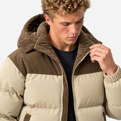 Men's Contrast-Panel Hooded Winter Puffer Jacket-Fowsa