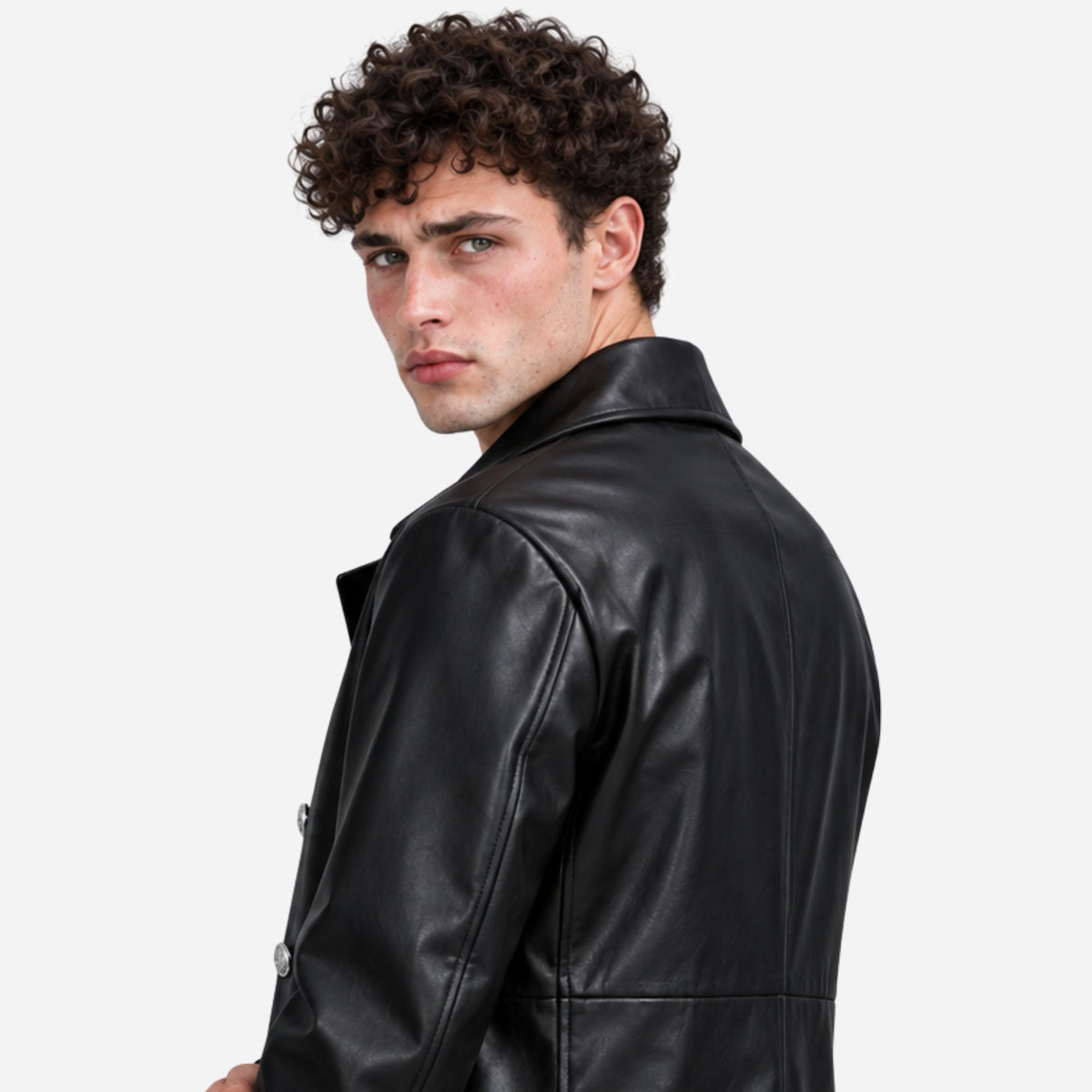 Men's Double-Breasted Belted Long Coat-Fowsa
