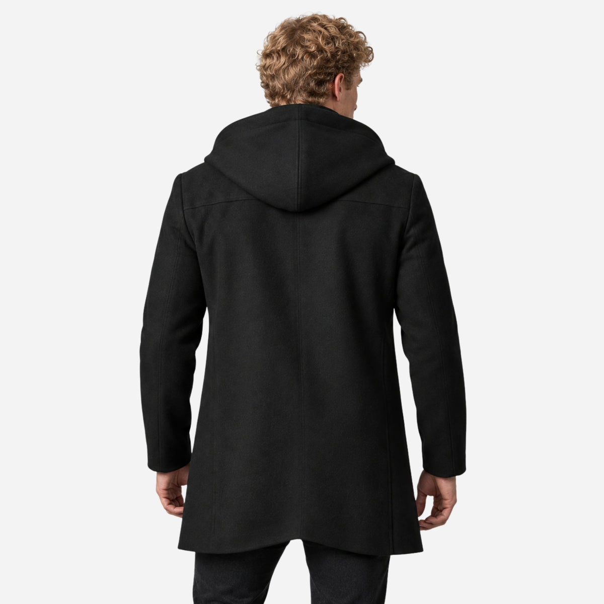 Men's Double-Breasted Casual Hooded Coat-Fowsa