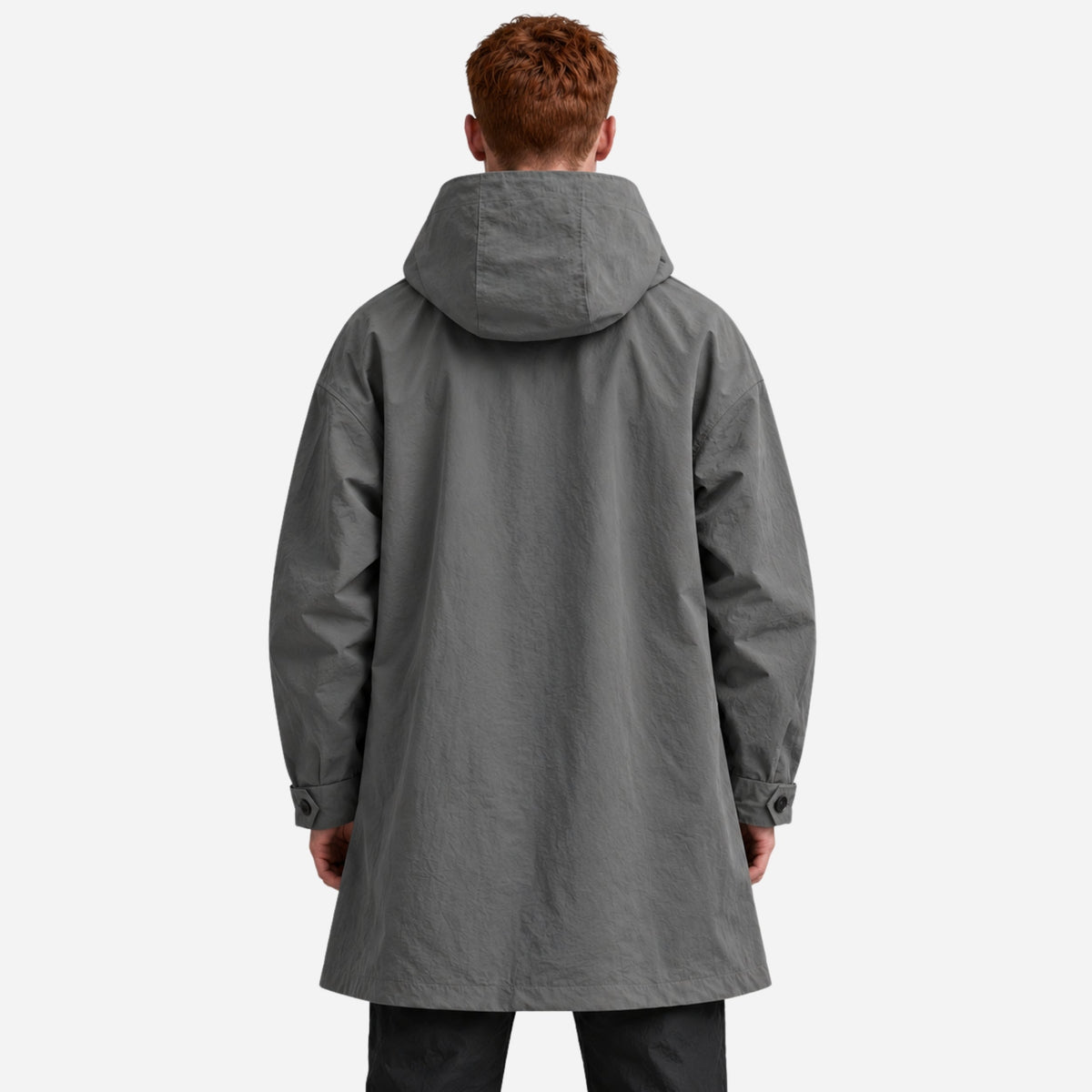 Men’s Hooded Button-Front Longline Utility Coat-Fowsa