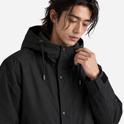 Men's Hooded Drawstring Long Casual Coat-Fowsa