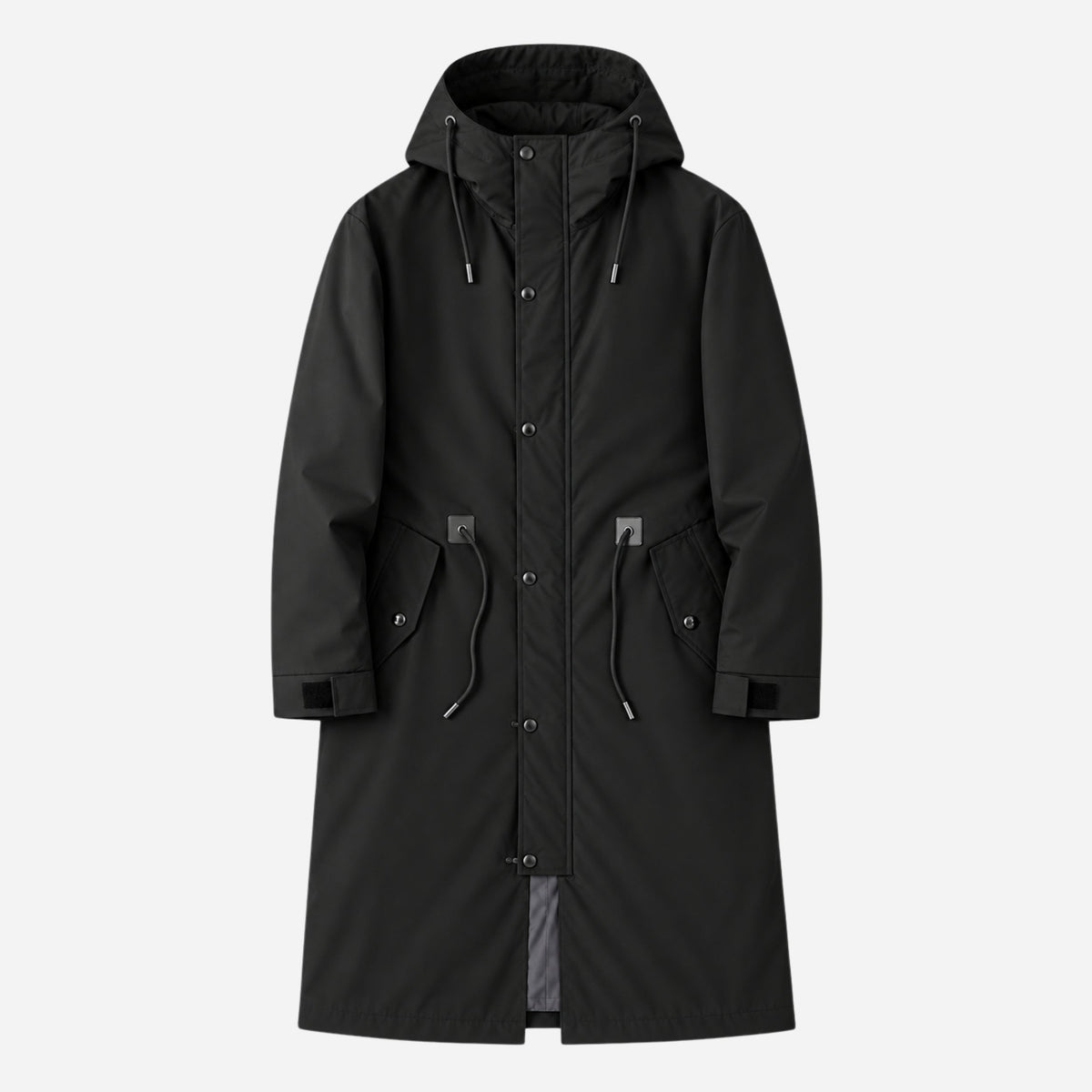 Men's Hooded Drawstring Long Casual Coat-Fowsa