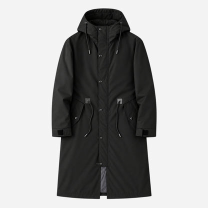 Men's Hooded Drawstring Long Casual Coat-Fowsa