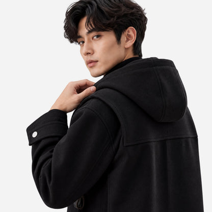 Men's Hooded Toggle-Fastening Mid-Length Coat-Fowsa