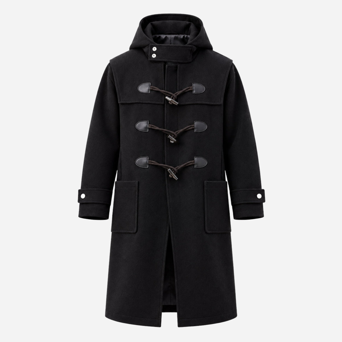 Men's Hooded Toggle-Fastening Mid-Length Coat-Fowsa