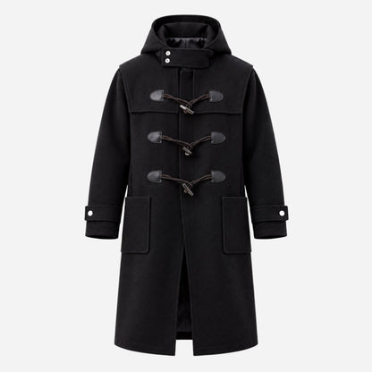 Men's Hooded Toggle-Fastening Mid-Length Coat-Fowsa