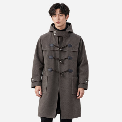 Men's Hooded Toggle-Fastening Mid-Length Coat-Fowsa
