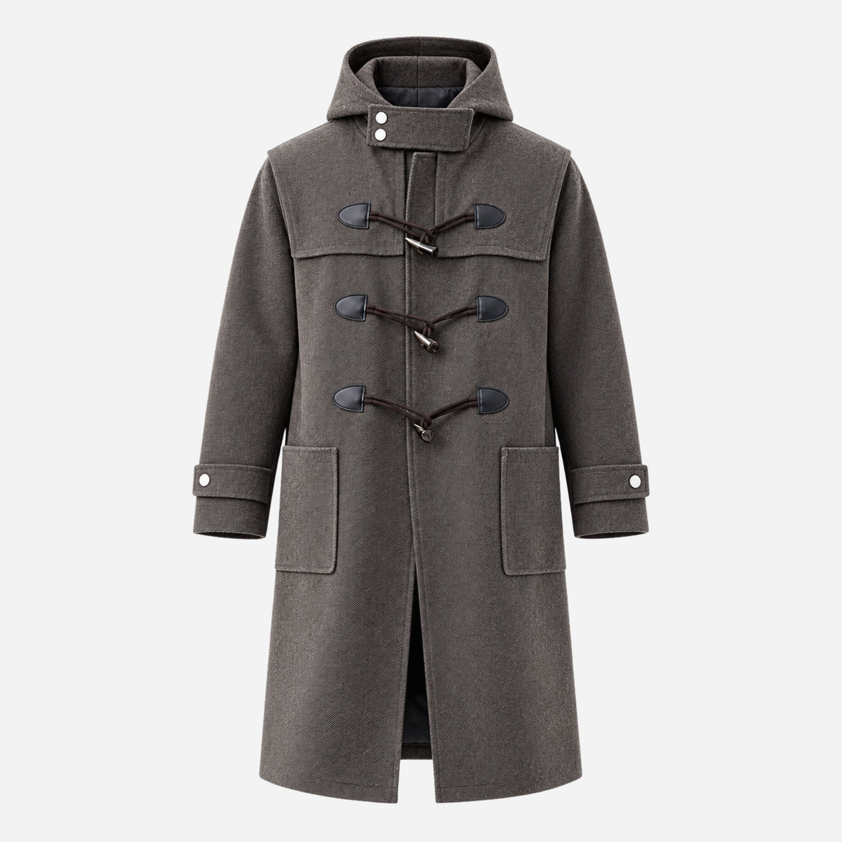 Men's Hooded Toggle-Fastening Mid-Length Coat-Fowsa