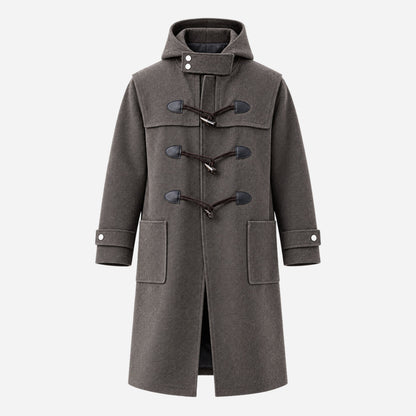 Men's Hooded Toggle-Fastening Mid-Length Coat-Fowsa