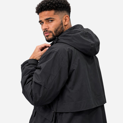 Men's Hooded Utility Mid-Length Windbreaker Coat-Fowsa