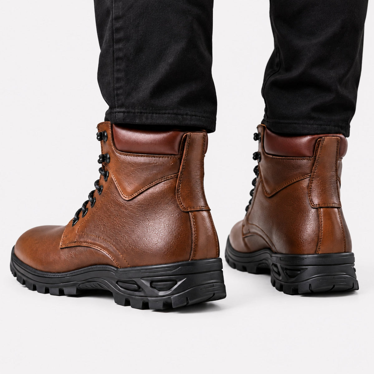 Men’s Lace Up Lug Sole Short Boots-Fowsa
