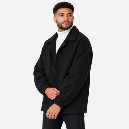 Men's Oversized Button-Up Short Coat-Fowsa