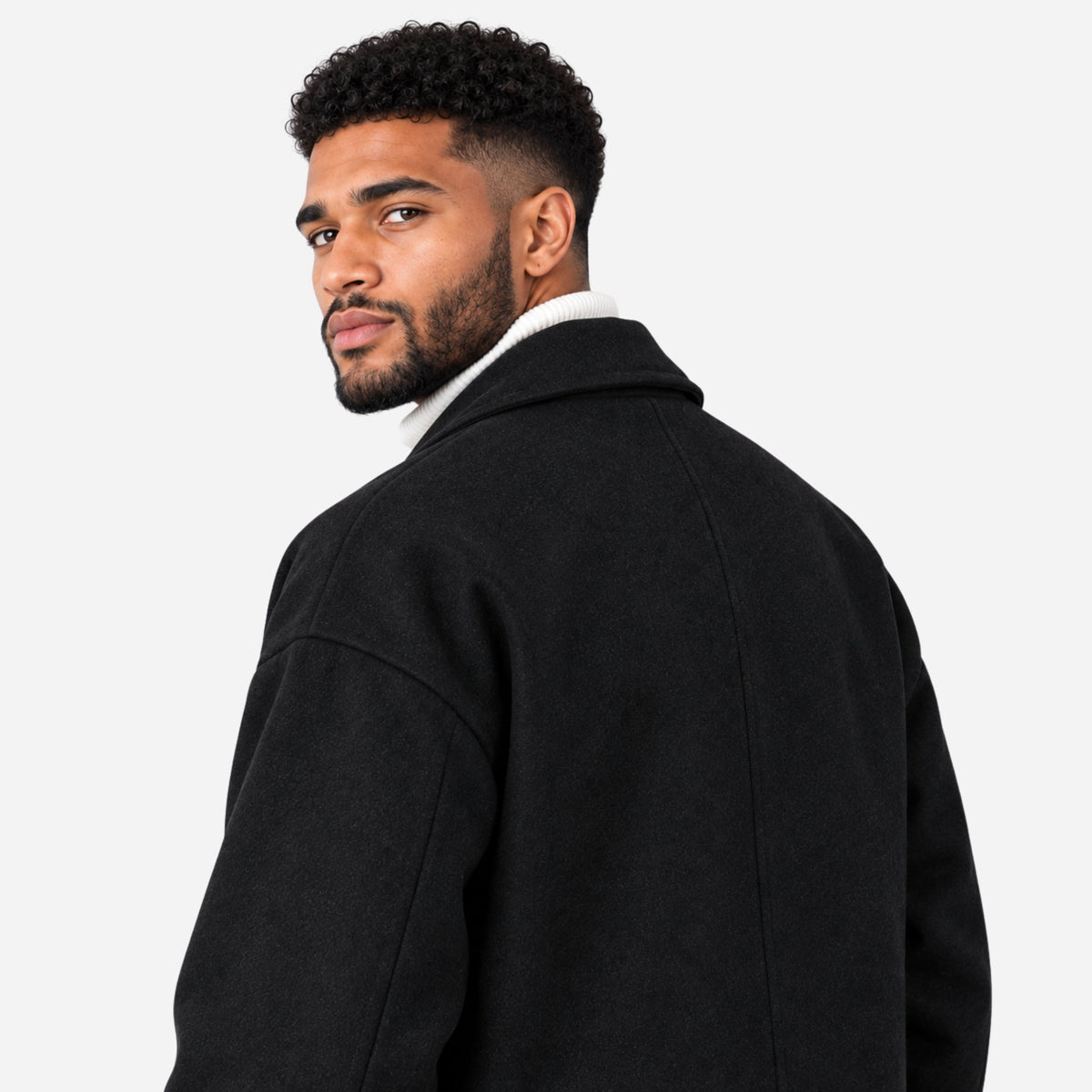 Men's Oversized Button-Up Short Coat-Fowsa