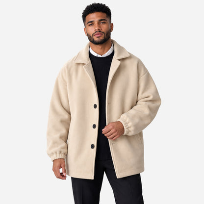 Men's Oversized Button-Up Short Coat-Fowsa