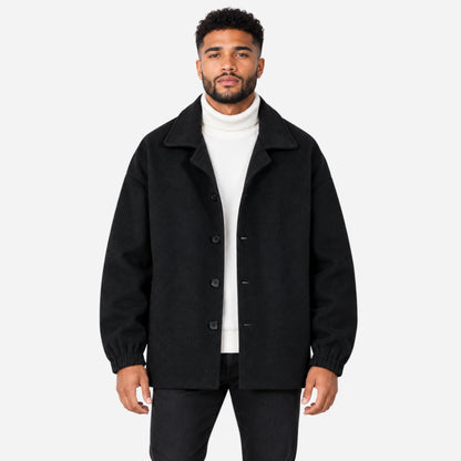 Men's Oversized Button-Up Short Coat-Fowsa