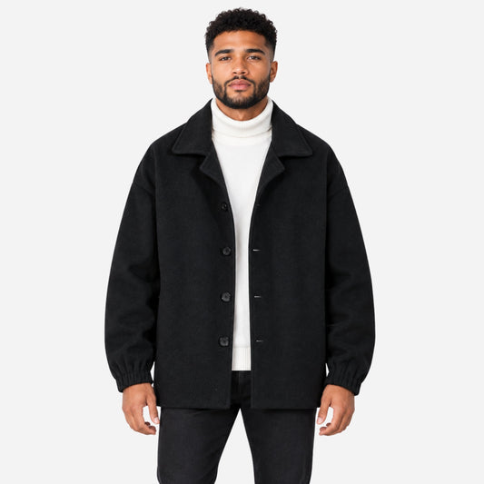 Men's Oversized Button-Up Short Coat-Fowsa