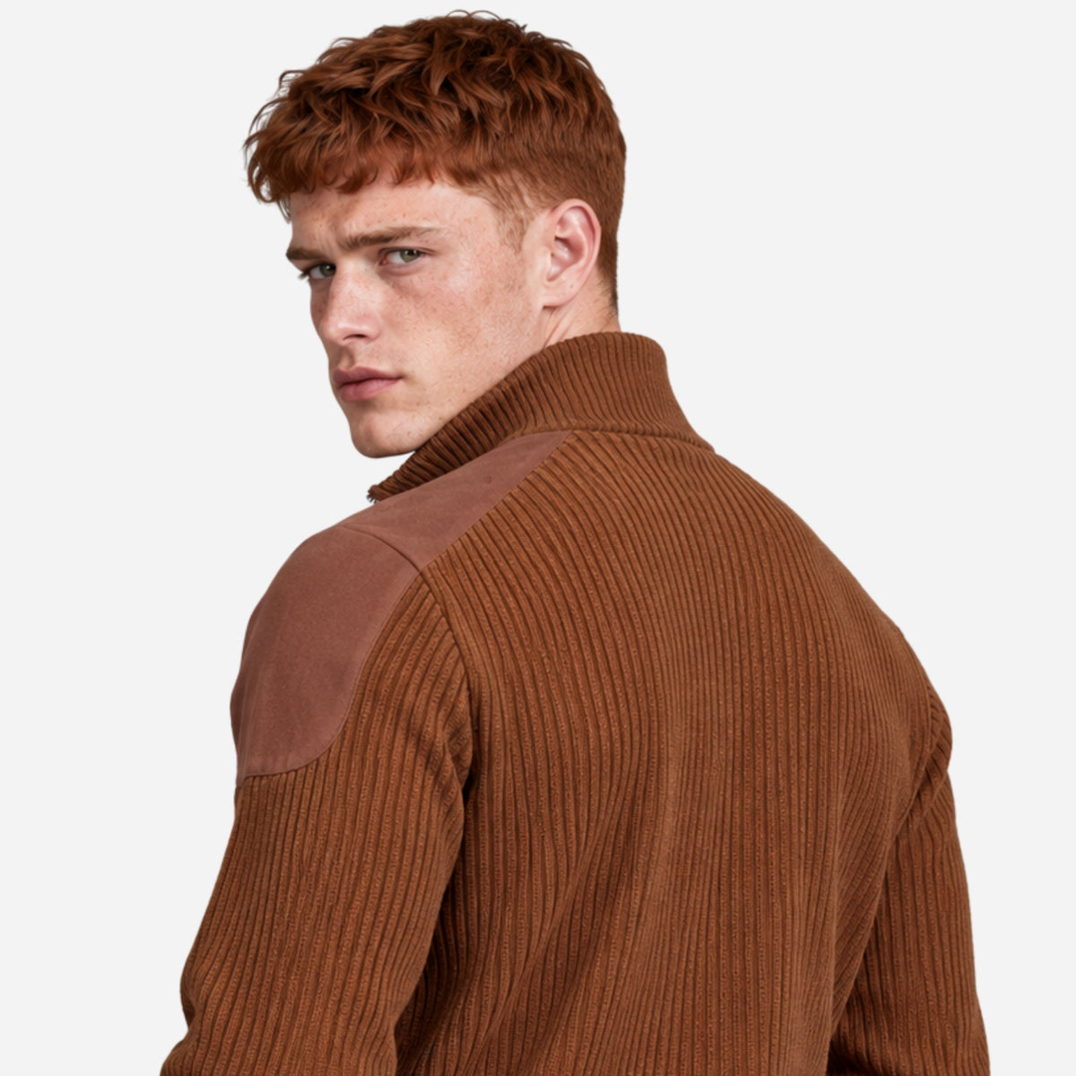 Men’s Panelled Ribbed Half-Zip Collar Jumper-Fowsa